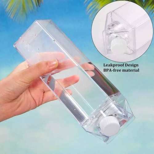 Bouteille d'eau carrée transparente créatif mignon en plastique 1000ml